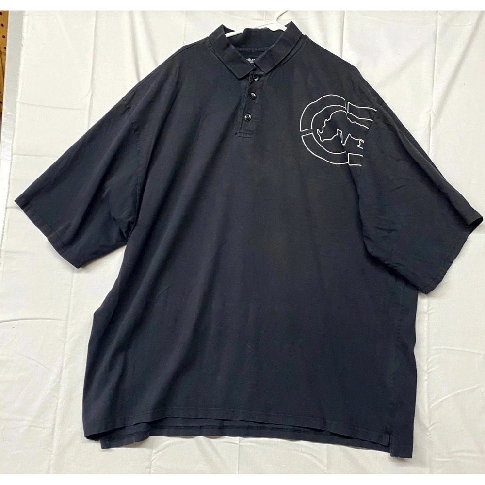 VTG Ecko Unltd Polo Shirt Mens 4X Black Cotton Logo High Low Hem Tennis Sports